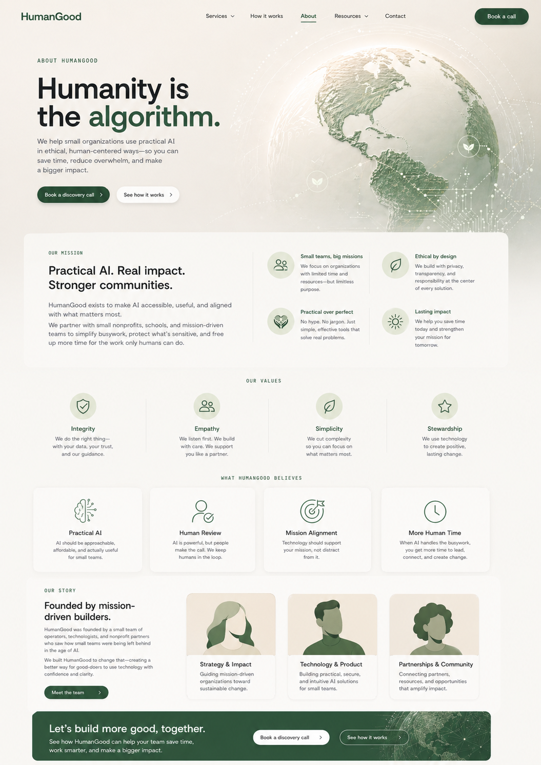 HumanGood.AI about page design reference.