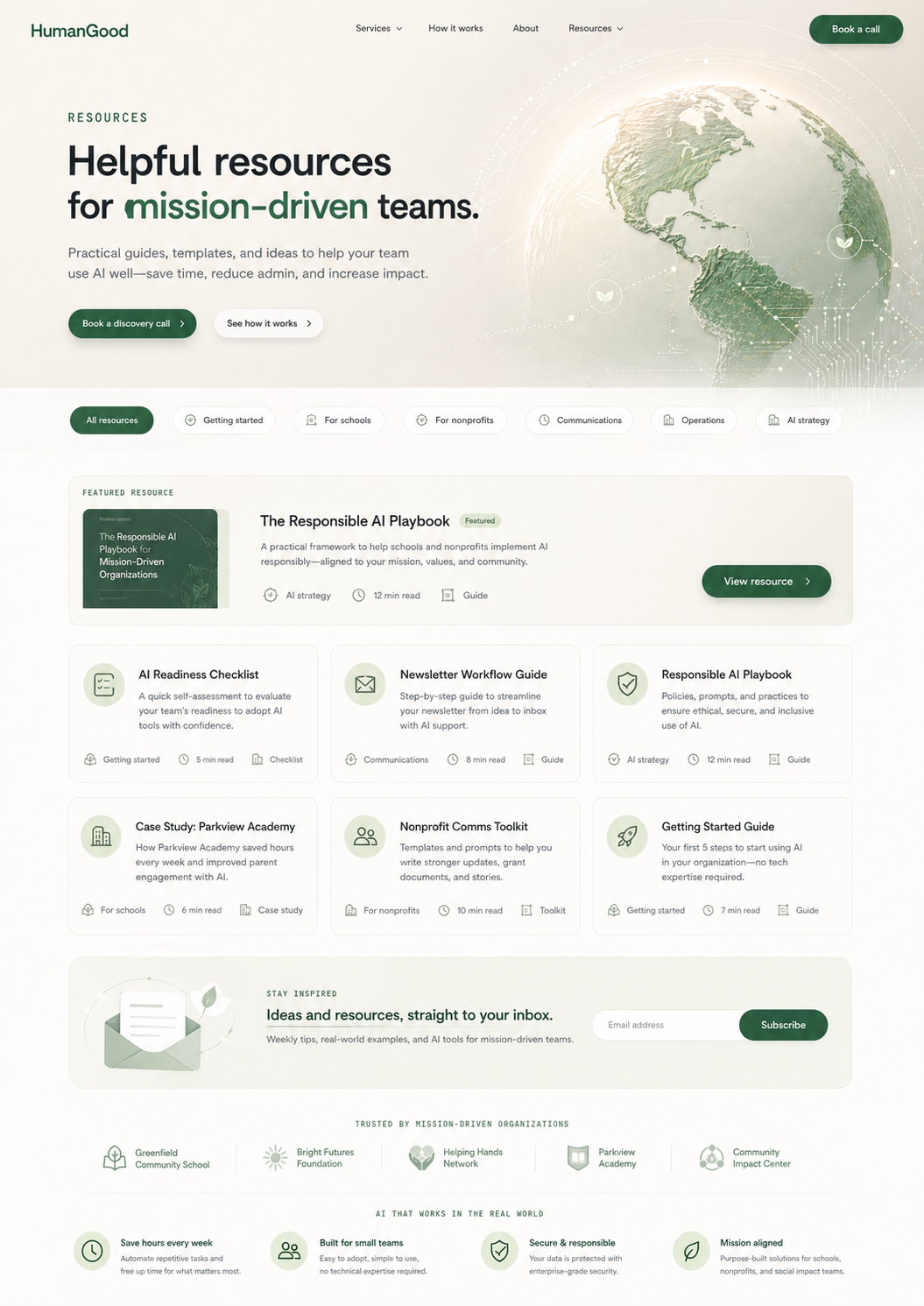 HumanGood.AI resources page design reference.